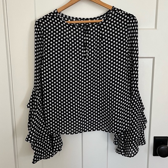 Milly Gabby Silk Polka Dot Top - Picture 5 of 12